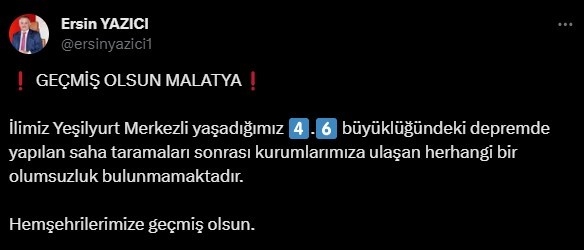 Malatya Valisi Yazıcı: 