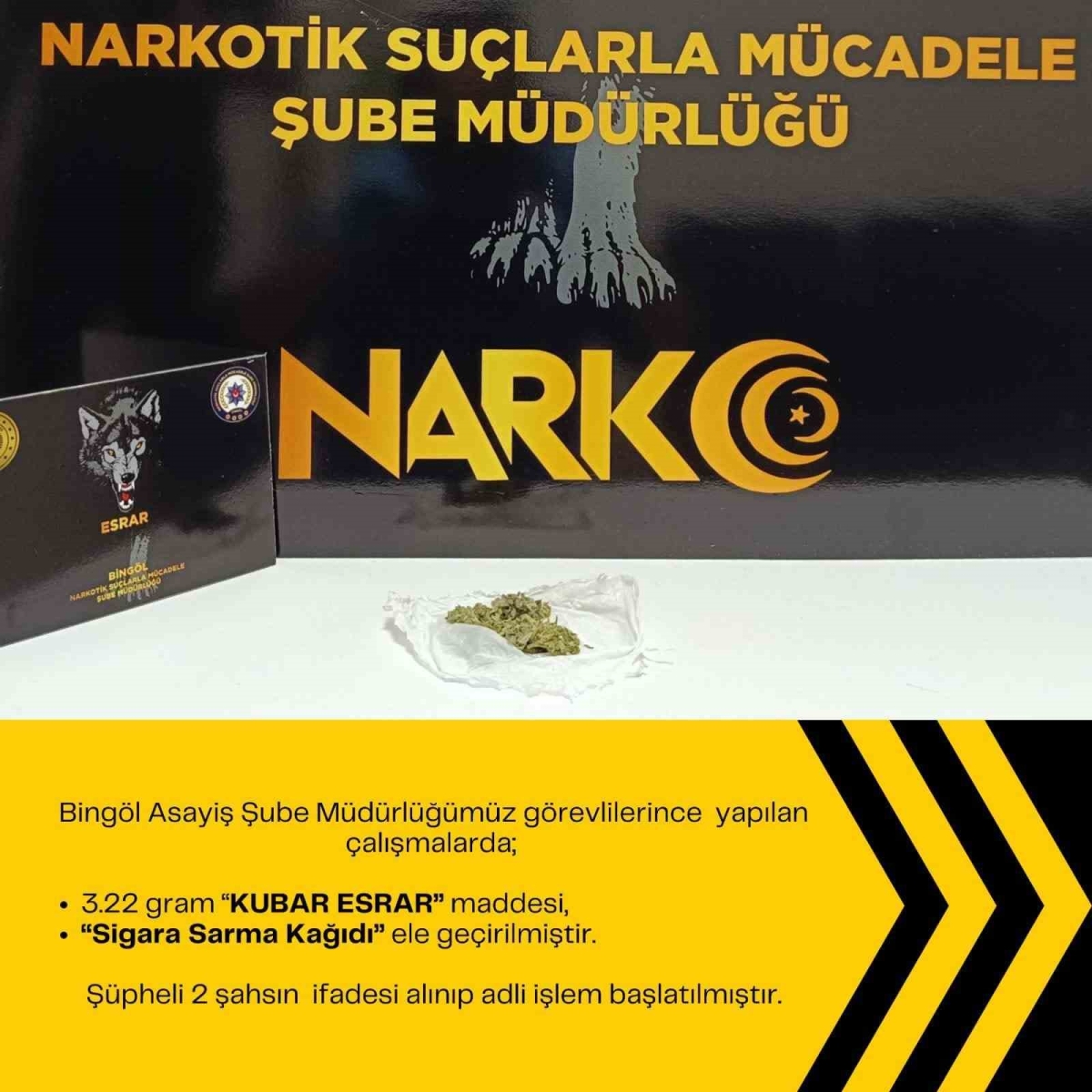 Bingöl’de uyuşturucuyla mücadele: 2 gözaltı
