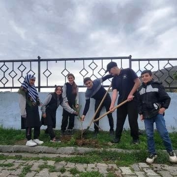 Öğrenciler fidan dikti
